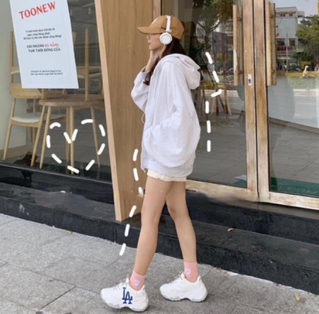 Khoác khoác hoodie dây kéo from lững nữ  kèm clip