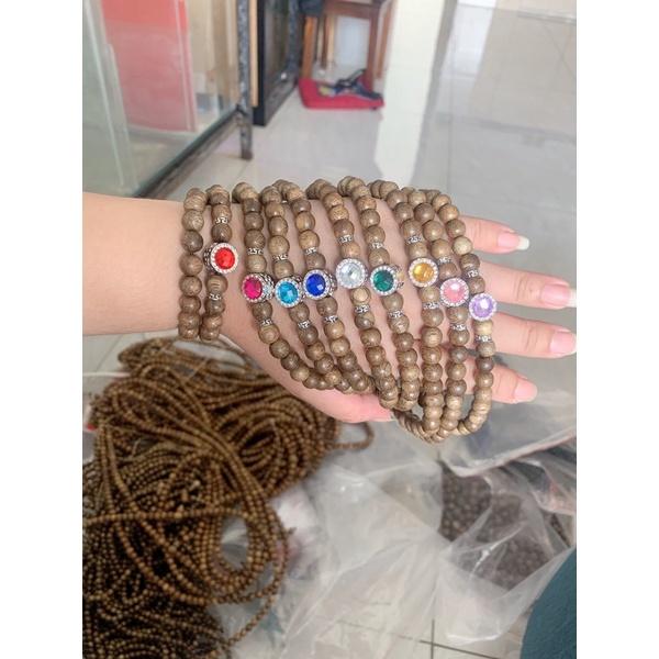 Vòng đôi trầm hương mix charm Đá may mắn theo bổn mệnh