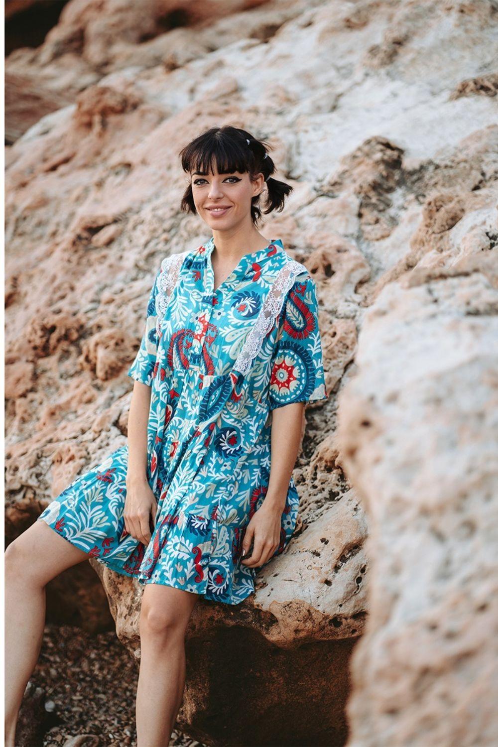 Đầm Cotton Phối Ren Isla Bonita