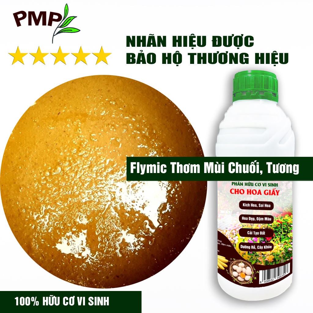 Phân bón hoa giấy Flymic PMP giúp kích hoa, lặp hoa nhanh, sai hoa, hoa nở đồng loạt chai 1 lít