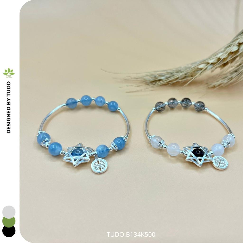 Vòng Tay Nữ Đẹp - Vòng Phong Thủy Mệnh Thủy, Mộc TUDO B134K500 VCBAQUA Charm Bạc Ngôi Sao - May Mắn