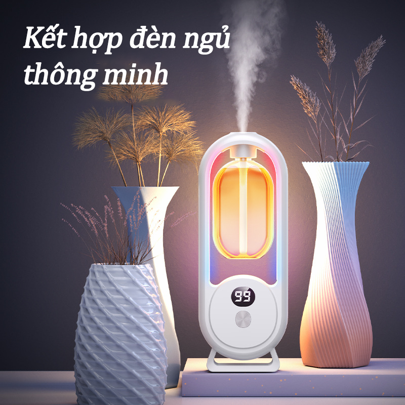 Máy Xịt Thơm Phòng Tự Động 5 Chế Độ Đa Năng Đèn LED Siêu Đẹp Có Thể Thay Lõi Máy Xịt Khử Mùi Phòng Pin Sạc USB 500mAh Màn Hình LCD 5 Mùi Nước Hoa Thơm Phòng Lựa Chọn - ML047