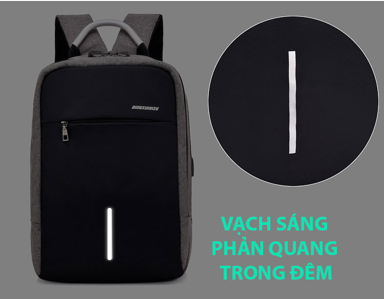 Balo vải nam nữ V020 – Có Ngăng Đựng Laptop + Khóa Số Chống Trộm