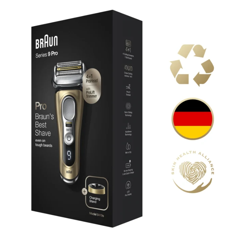 Máy cạo râu điện Braun Series 9 Pro 9419s Wet &amp; Dry Shaver Gold - Made In Germany