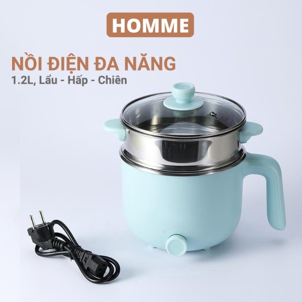 Nồi lẩu điện đa năng mini dùng làm ca lẩu nấu mì, ninh cháo, hấp, chiên, rán