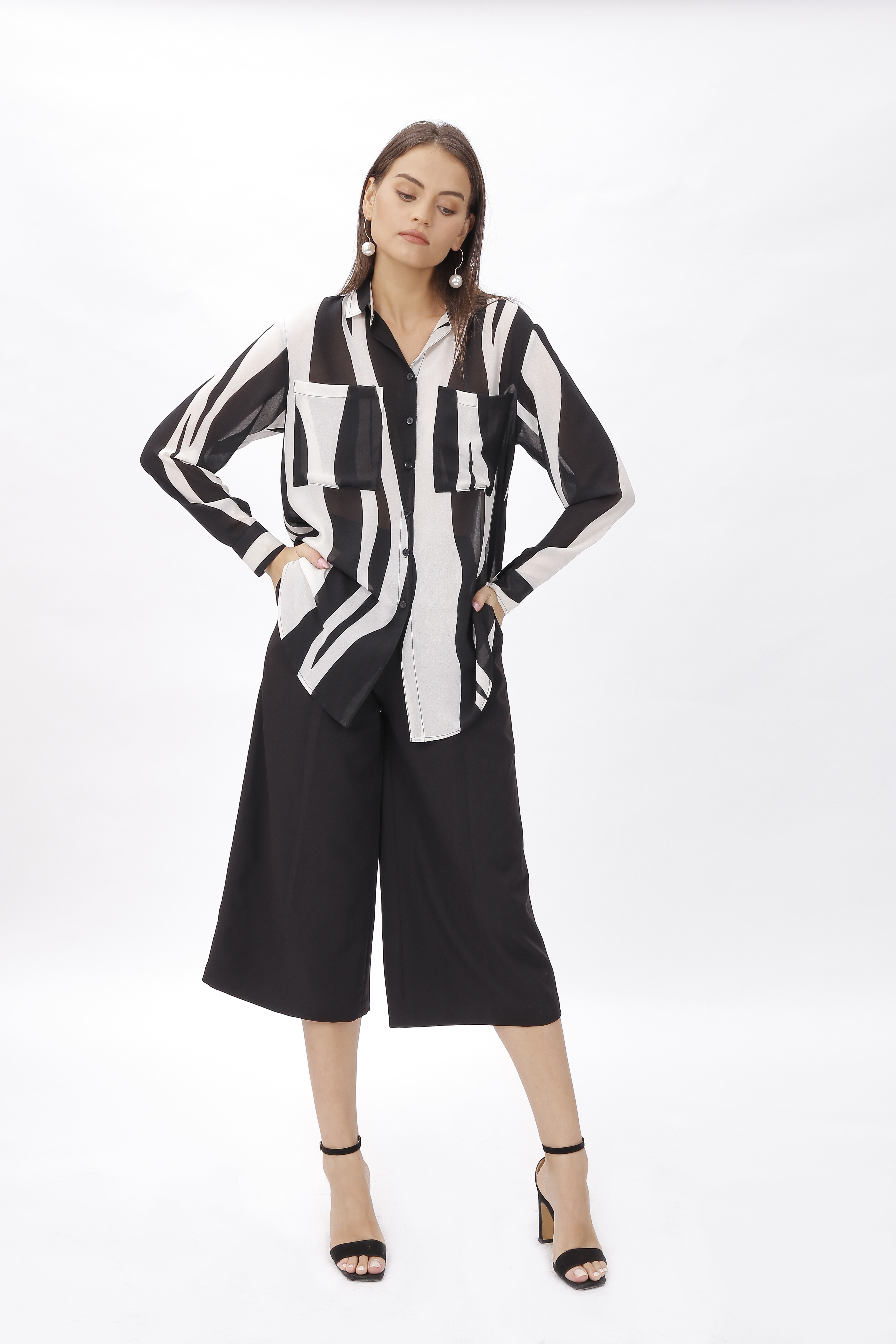 Lether Shirt mix Black-White