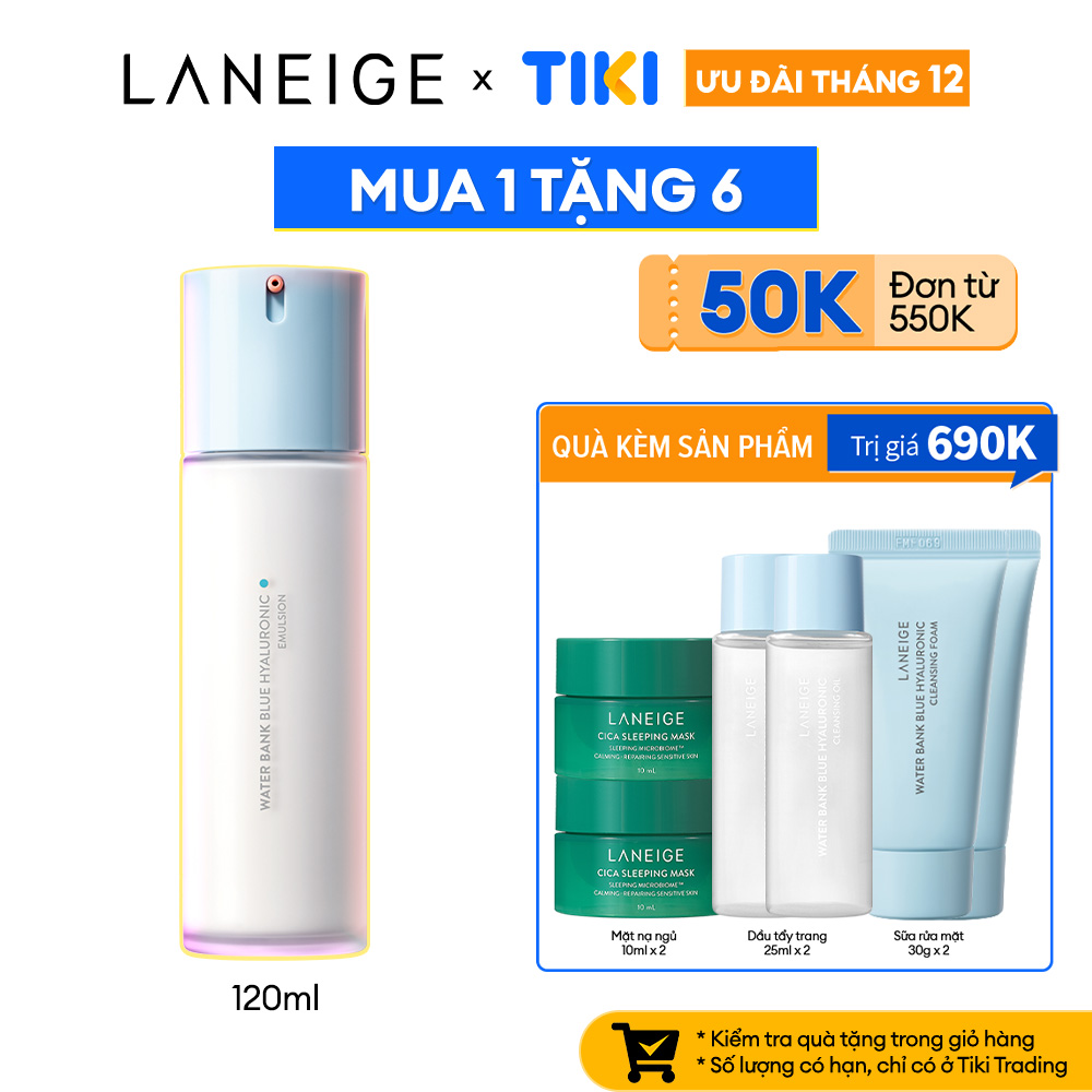 Sữa Dưỡng Dành Cho Da Dầu Và Da Hỗn Hợp Laneige Water Bank Blue HA Emulsion Oily 120ml