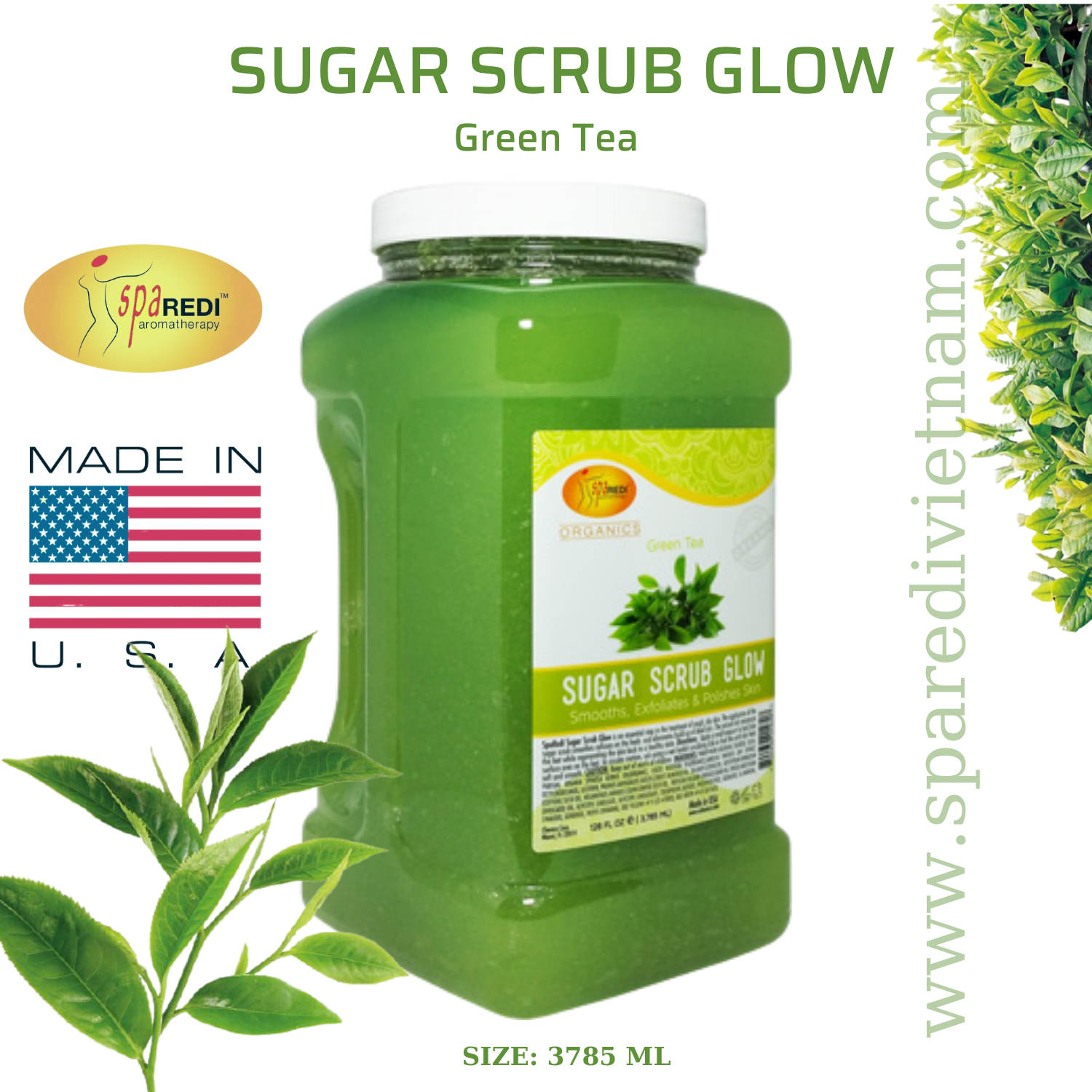 Đường tẩy tế bào chết Sugar Scrub mùi Trà Xanh 3785 ml