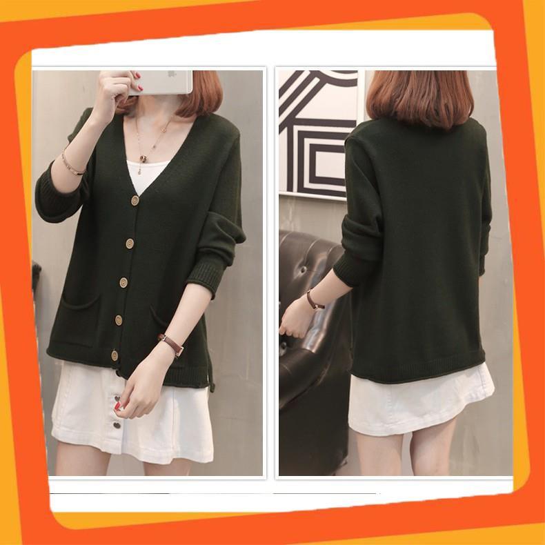 Áo len nữ đẹp, áo len nữ 2 túi dáng cardigan