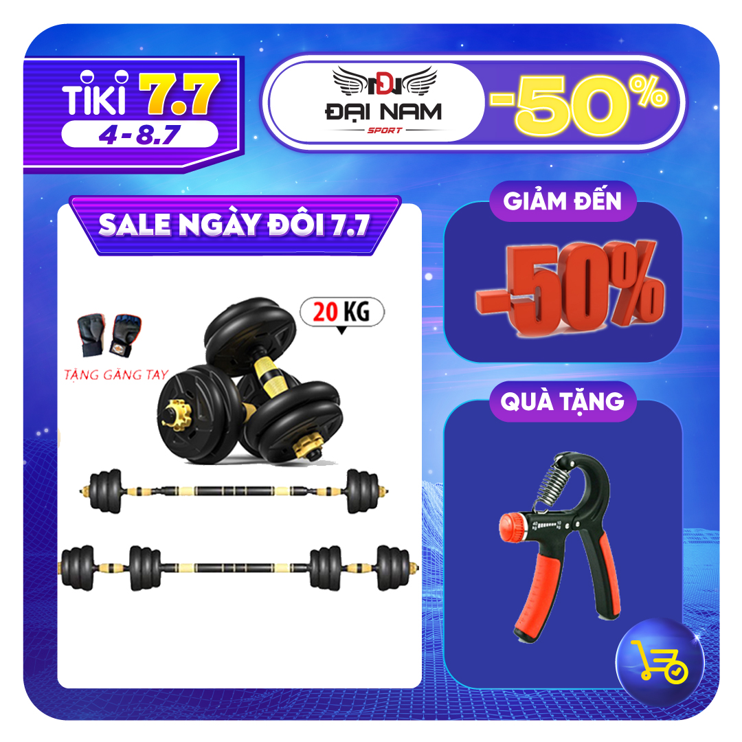 Bộ Tạ Tay Đa Năng Điều Chỉnh 20kg Thiết Kế Mới Chính Hãng Đại Nam Sport + Tặng Găng Tay Tập Tạ