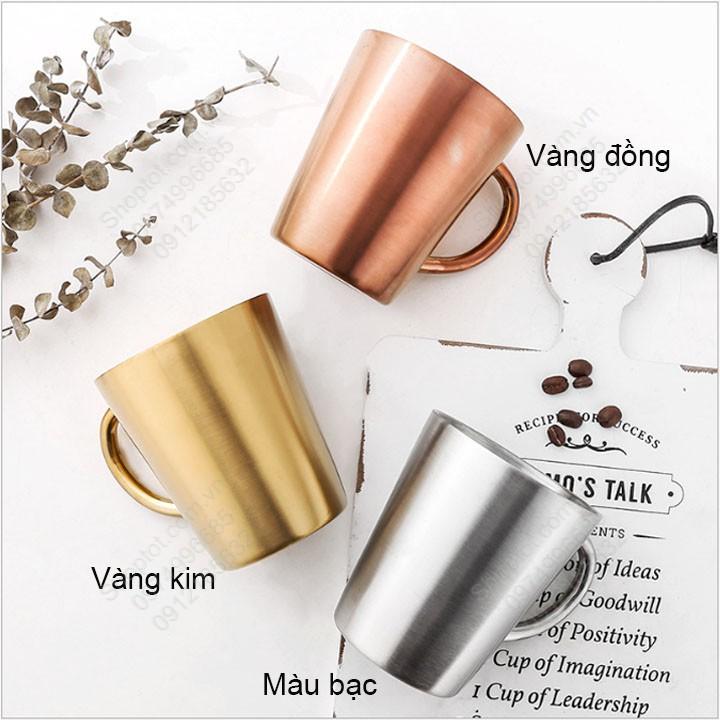 CỐC LY BẰNG INOX 304 LOẠI 2 LỚP CÓ TAY CẦM 300ML, CHUYÊN DÙNG UỐNG CÀ PHÊ, UỐNG TRÀ, SỮA ĐA NĂNG