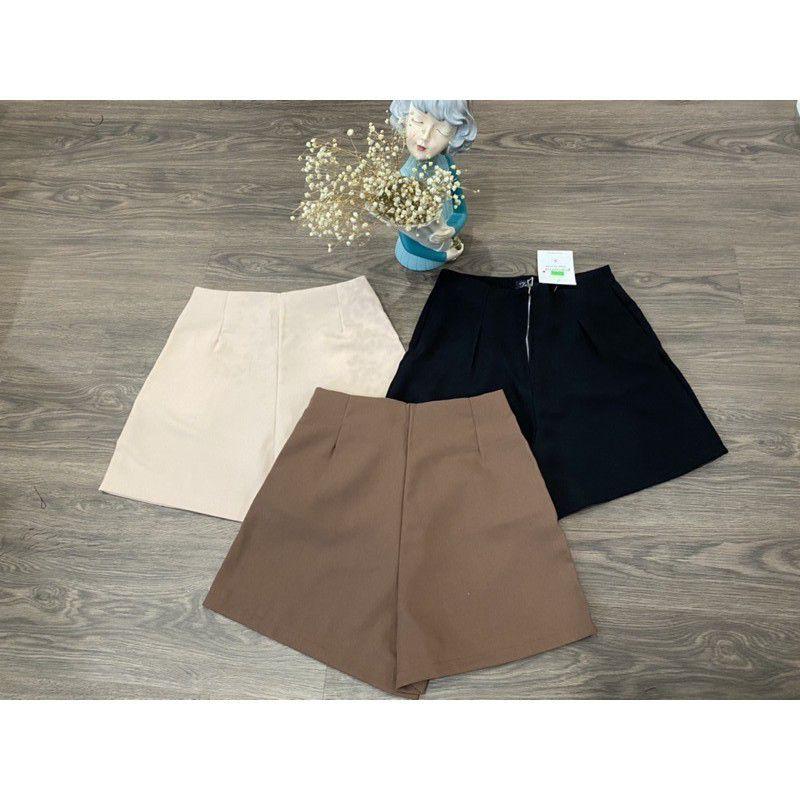 Quần Short Đùi Cạp Liền Khoá Giữa Cạp Cao Tôn Dáng Cho Nữ