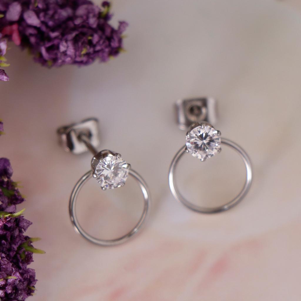 Women Stylish Round Rhinestone Stud Earrings Ear Studs Earring