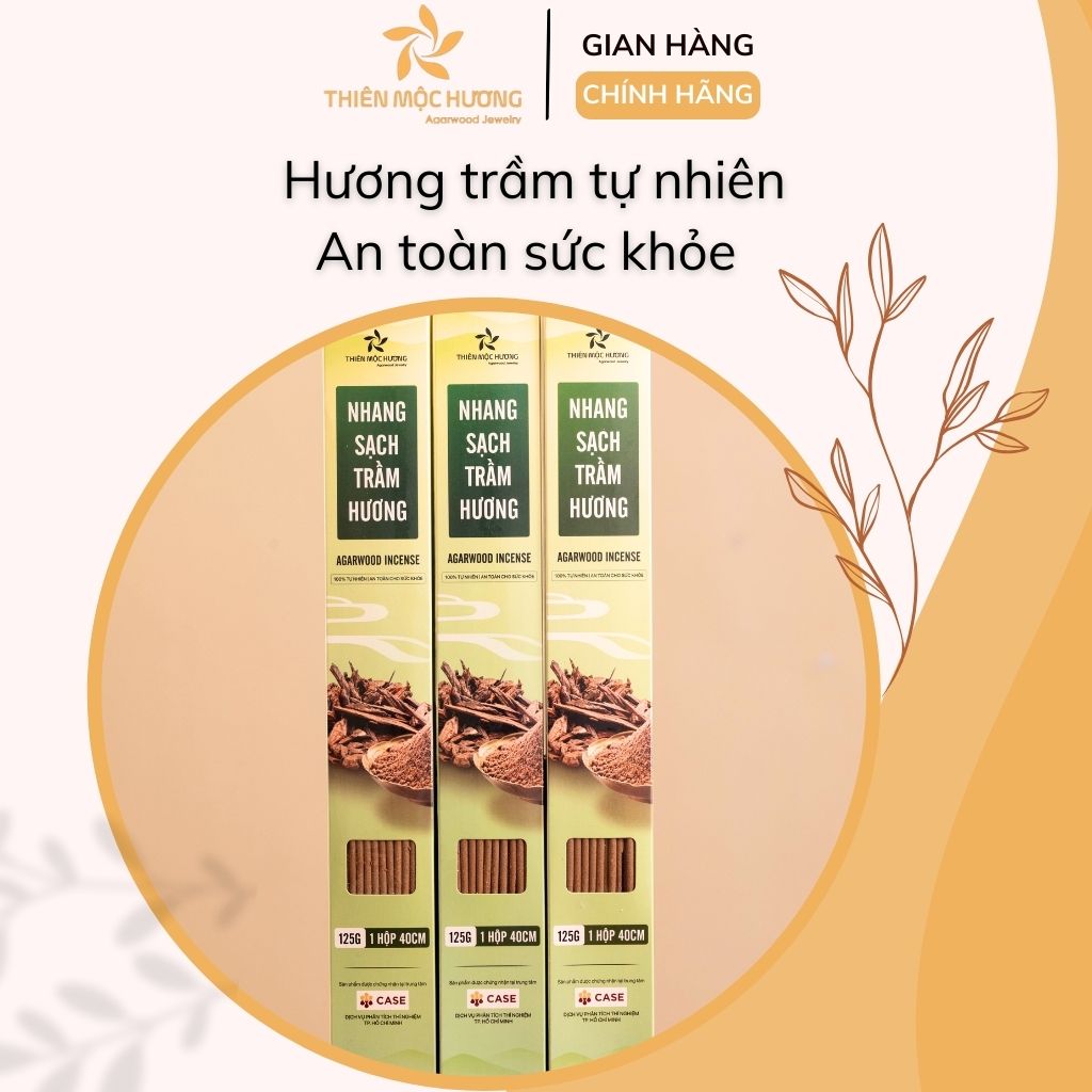 Nhang sạch trầm hương Thiên Mộc Hương loại 8 năm tích trầm, ít khói, mùi thơm nhẹ dịu, 40cm