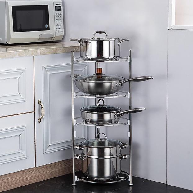 Kệ để đồ nhà bếp 5 tầng inox 304 cao cấp, giá để xoong nồi có thể thay đổi sang kệ 2 tầng, 3 tầng, 4 tầng