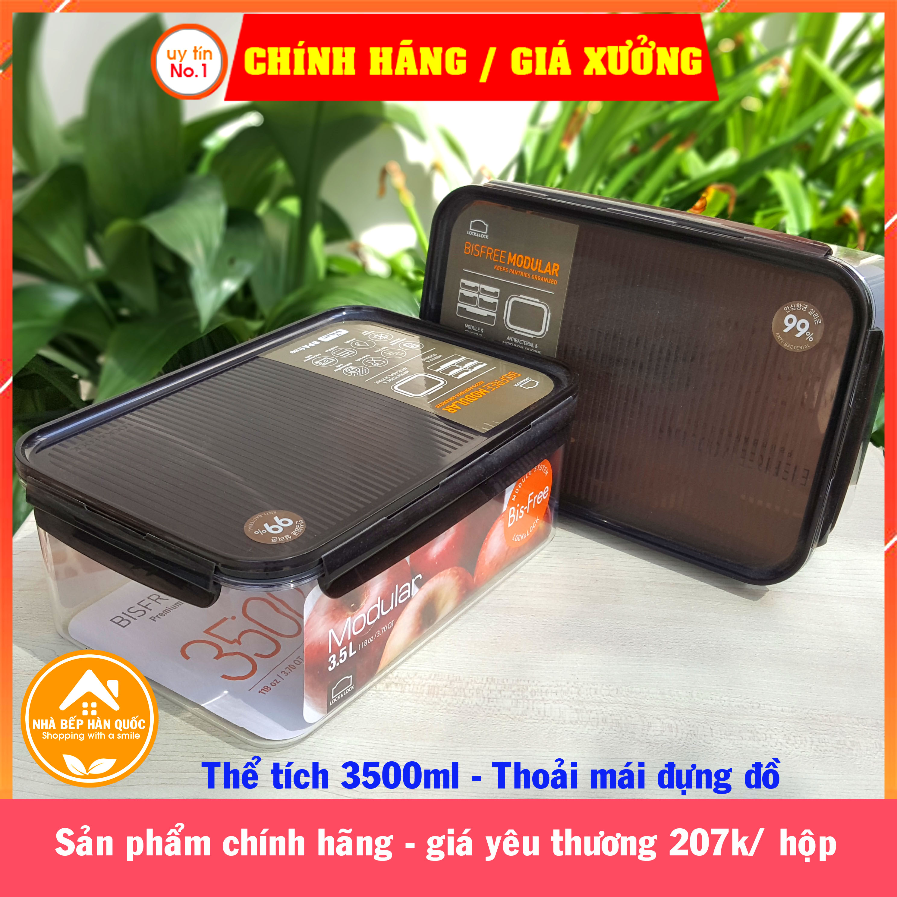 Hộp bảo quản thực phẩm Lock&Lock Bisfree Modular LBF408 4800ml LBF407 3500ml