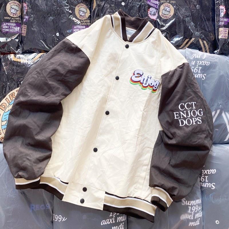 Áo Khoác Dù Nam Nữ Kiểu Bomber In ENJOY Nữ Unisex Form Rộng Ulzzang Hè Áo Khoác Gió - GIN STORE