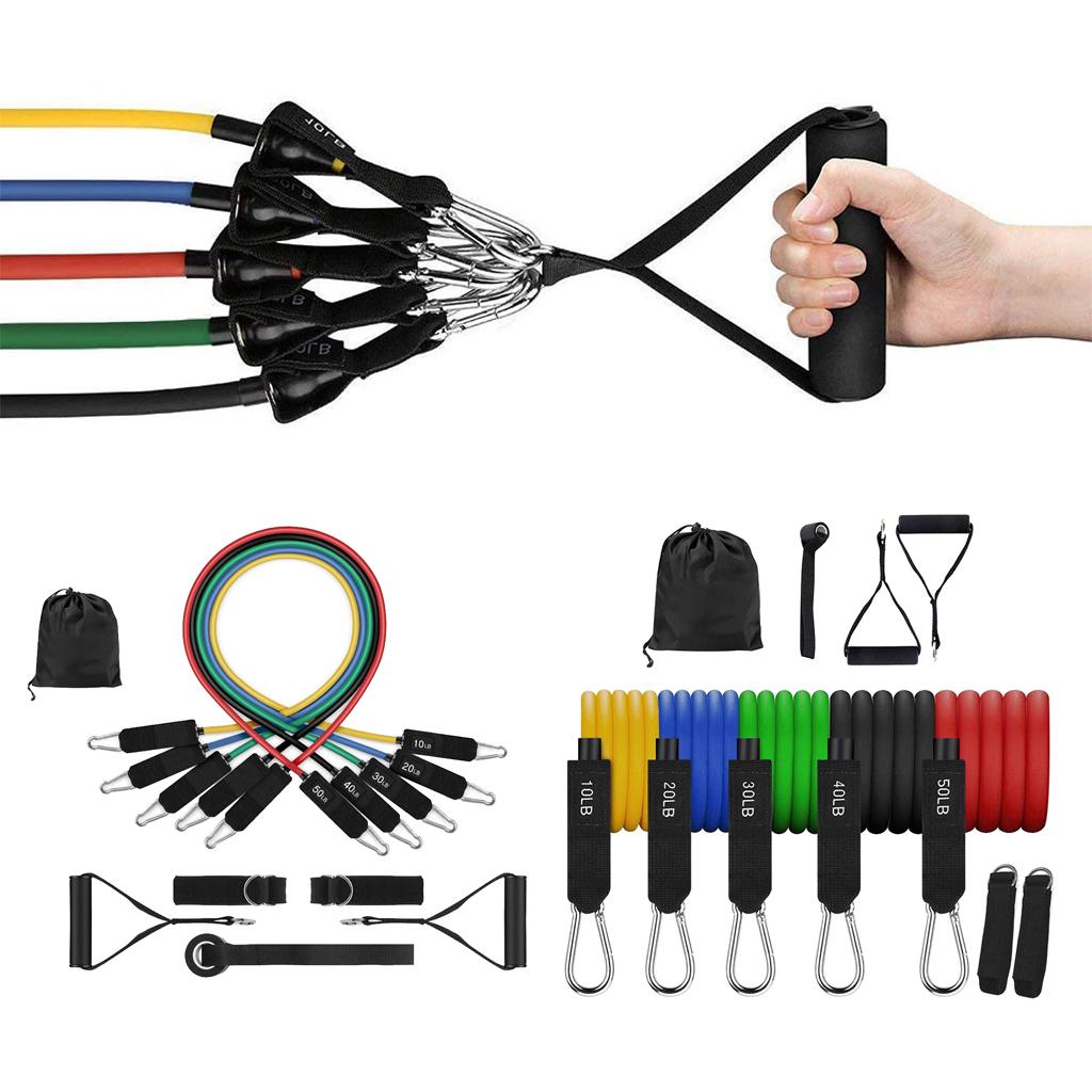 11 Pieces Resistance Bands Set with Foam Handles Workout Bands Gym Yoga Kit