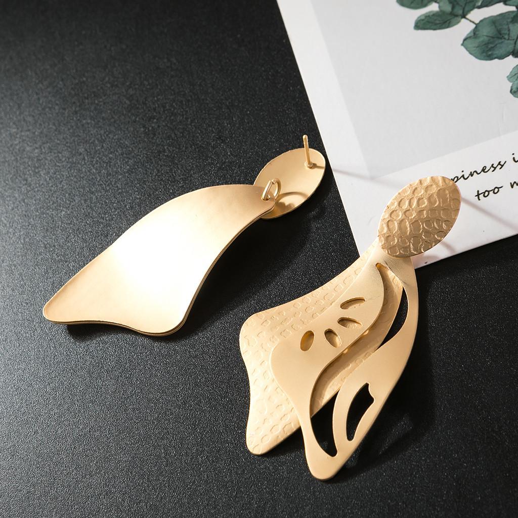 Geometric Dangle Earrings Retro Chunky Drop Earrings Costume Jewelry Golden