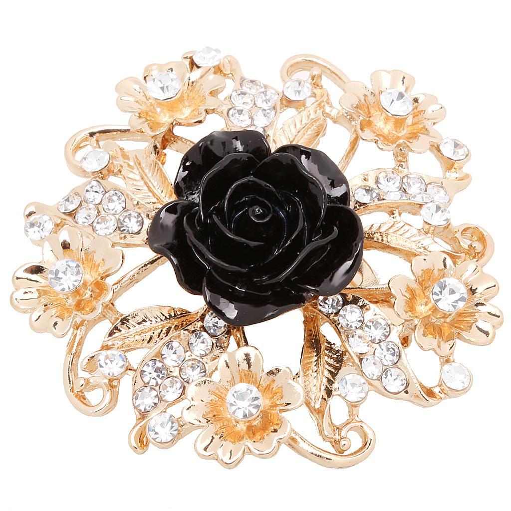 Diamante Rhinestone Flower Brooch for Wedding Party Collar Clip Scarf Buckle