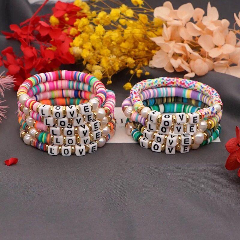 Set 100 hạt vuông có lỗ xỏ in chữ cái tiếng Anh làm phụ kiện DIY