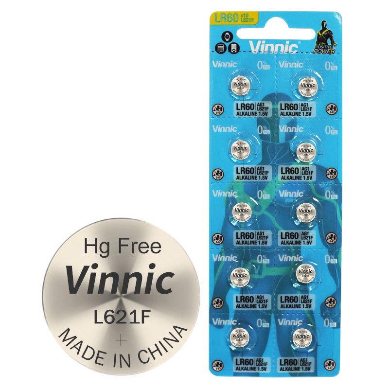 Vỉ 10 viên Pin đồng hồ VINNIC AG1 / LR621SW / 364A / CX60W Chính Hãng