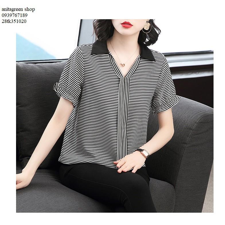 Tk351020-áo kiểu sọc ngang cá tính