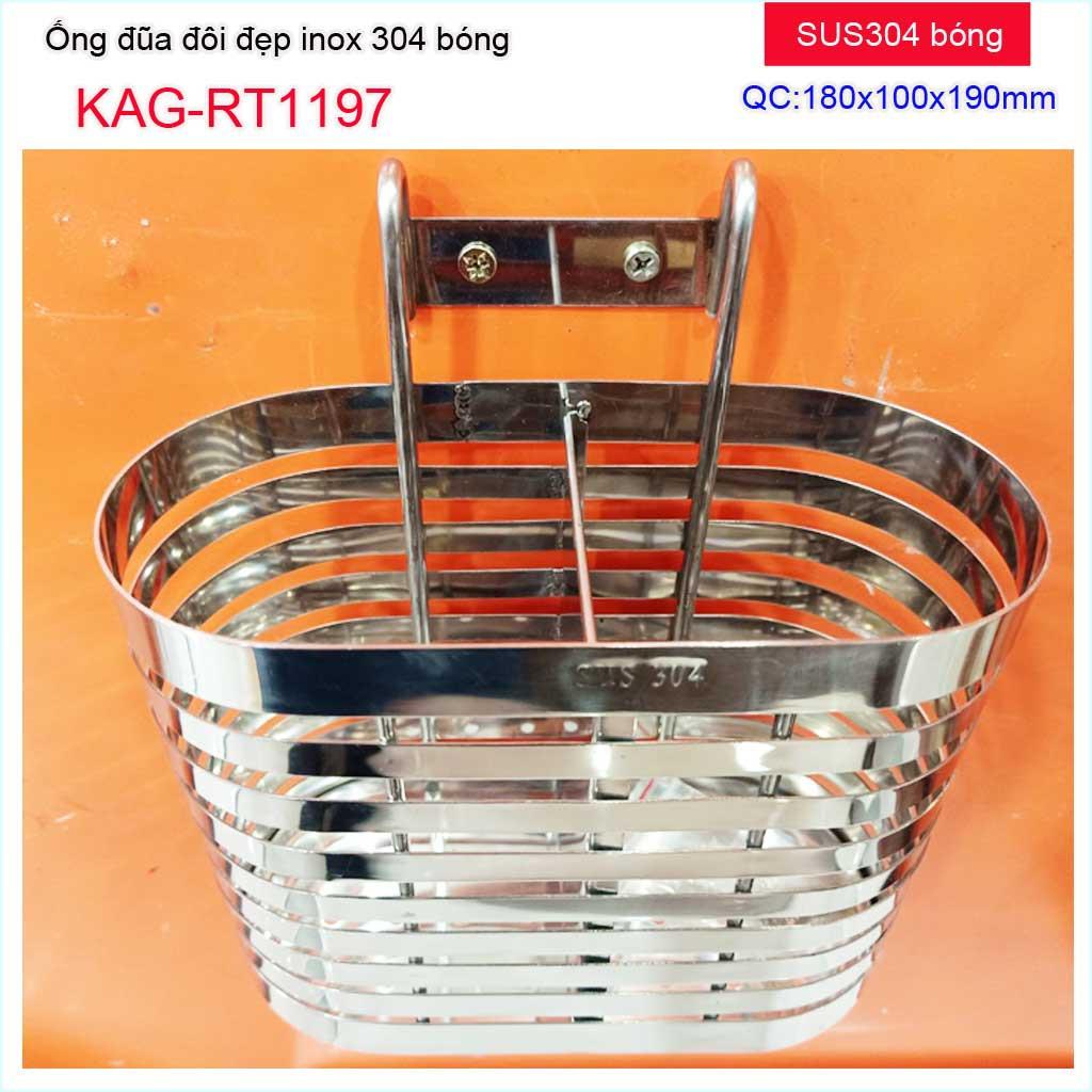 Ống đựng đũa Inox 304 không gỉ, ống đũa nhà bếp Inox SUS304, ống đũa cao cấp nam dẹt KAG-RT1197