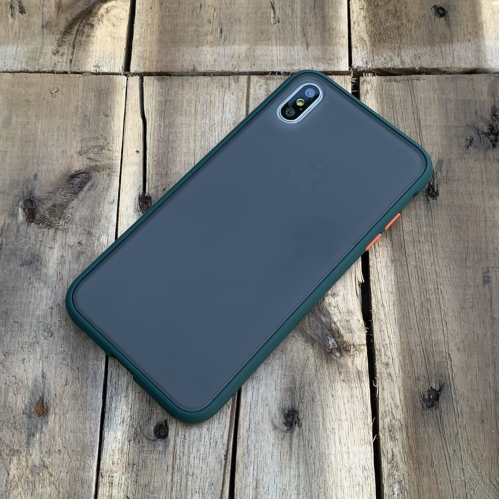 Ốp lưng chống sốc dành cho iPhone XS Max nút màu cam - Màu xanh đậm
