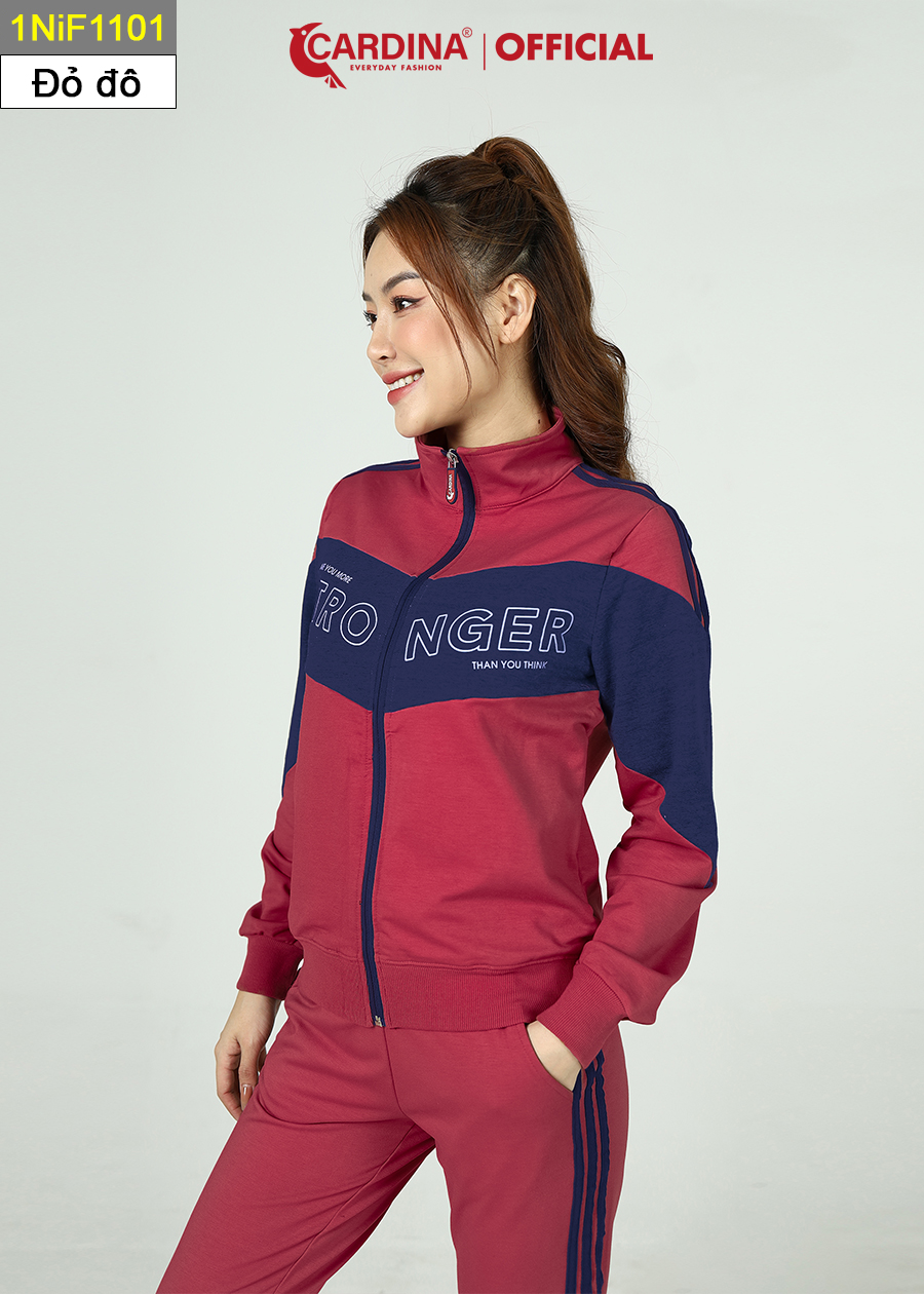 Đồ bộ nỉ nữ CARDINA chất cotton da cá cao cấp có khóa kéo 1NiF11