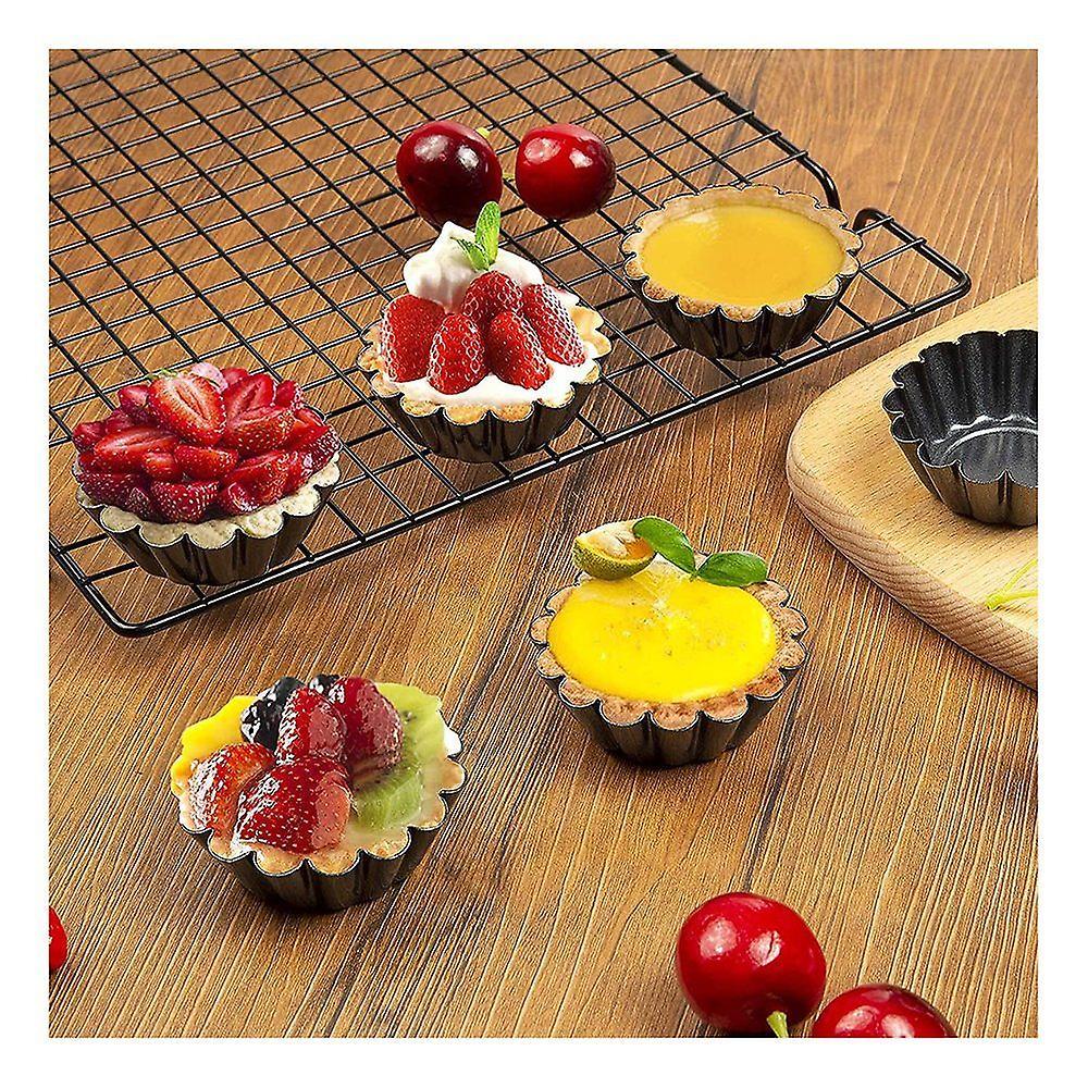 Khuôn bánh trứng, 12 khuôn bánh tart trứng bằng thép không gỉ, bánh có thể tái sử dụng bằng thép carbon, chảo cookie
