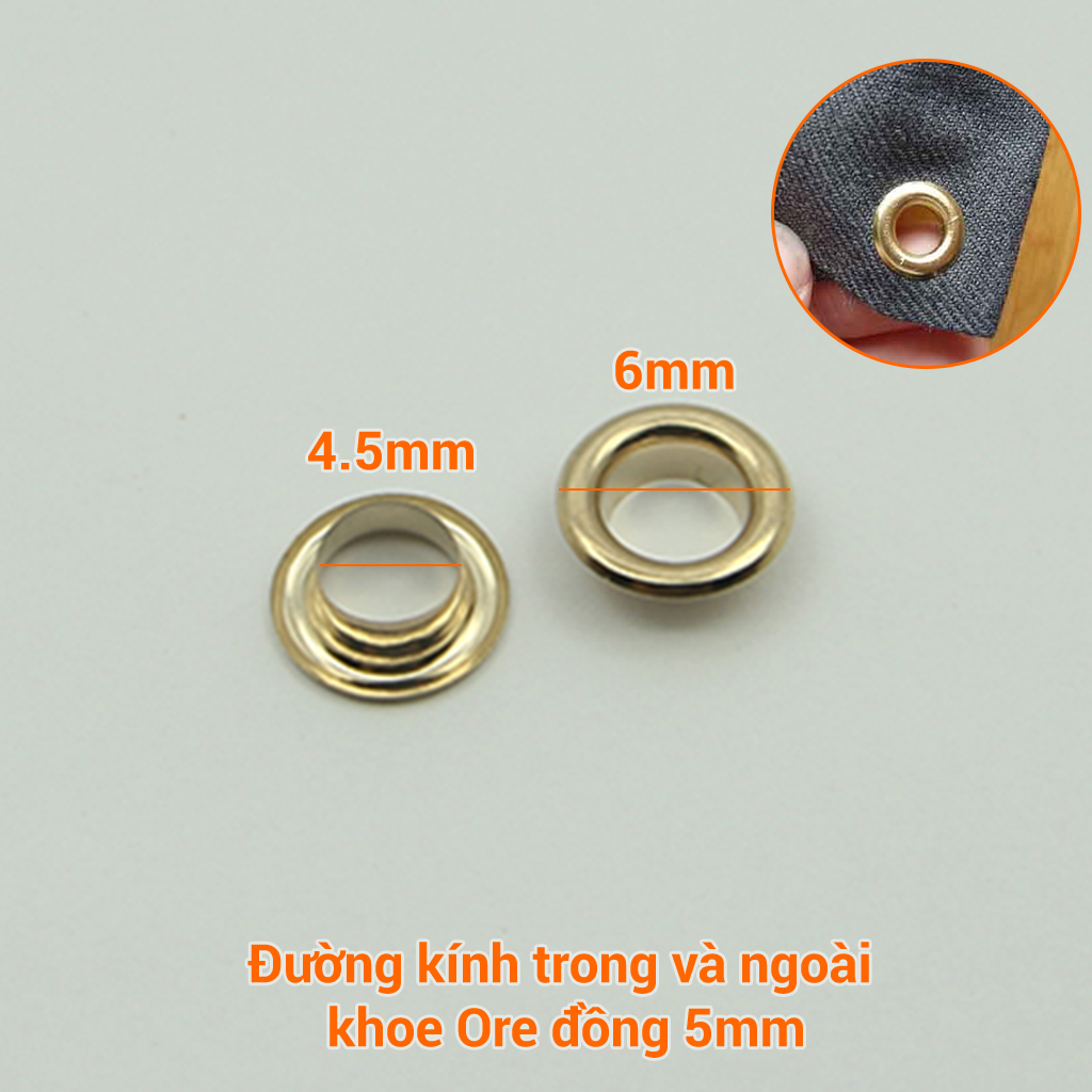 Khoen Ore 5mm bằng đồng mạ vàng túi 100