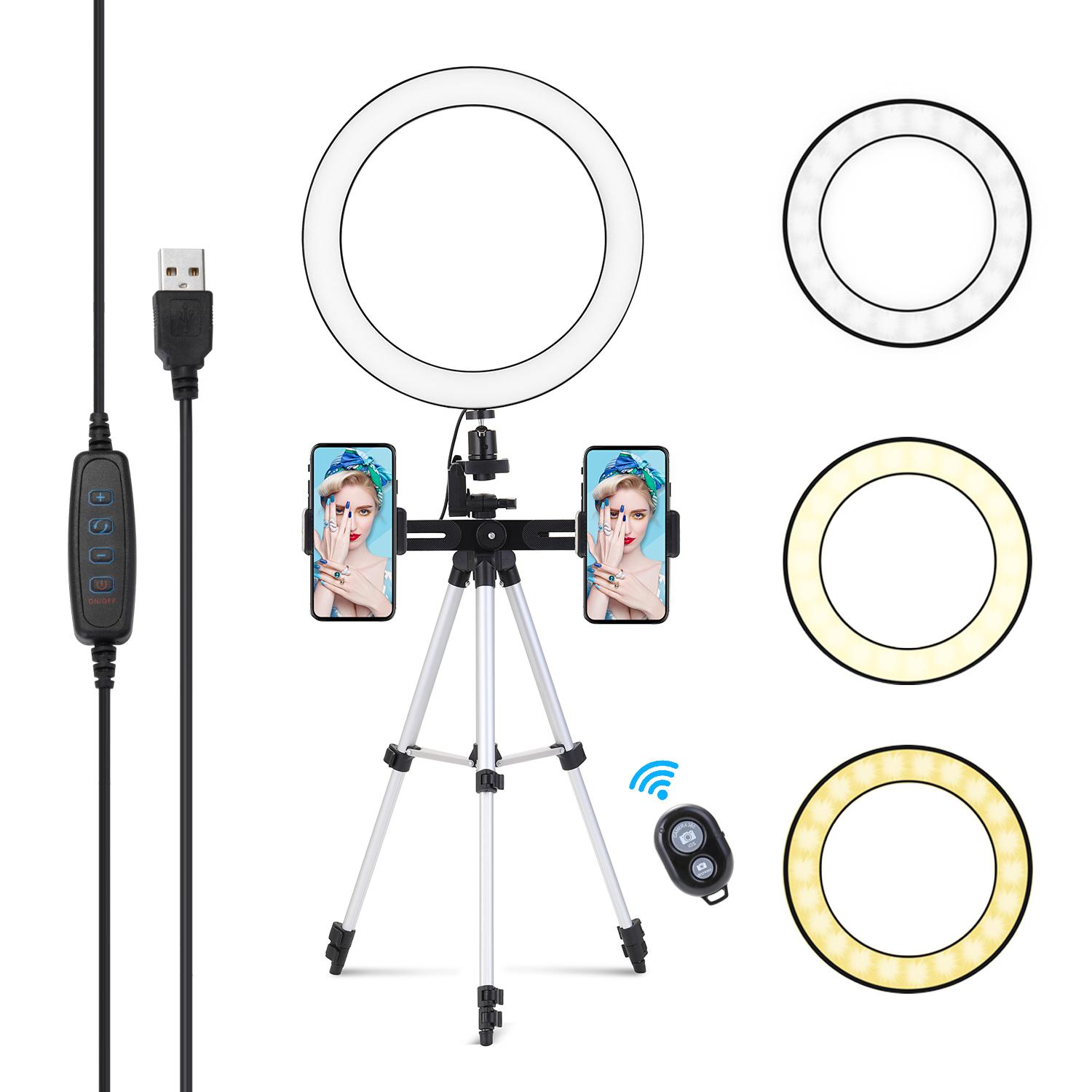 Đèn LED tự sướng tròn 10 inch có thể điều chỉnh độ sáng để chụp ảnh tự sướng truyền hình trực tiếp