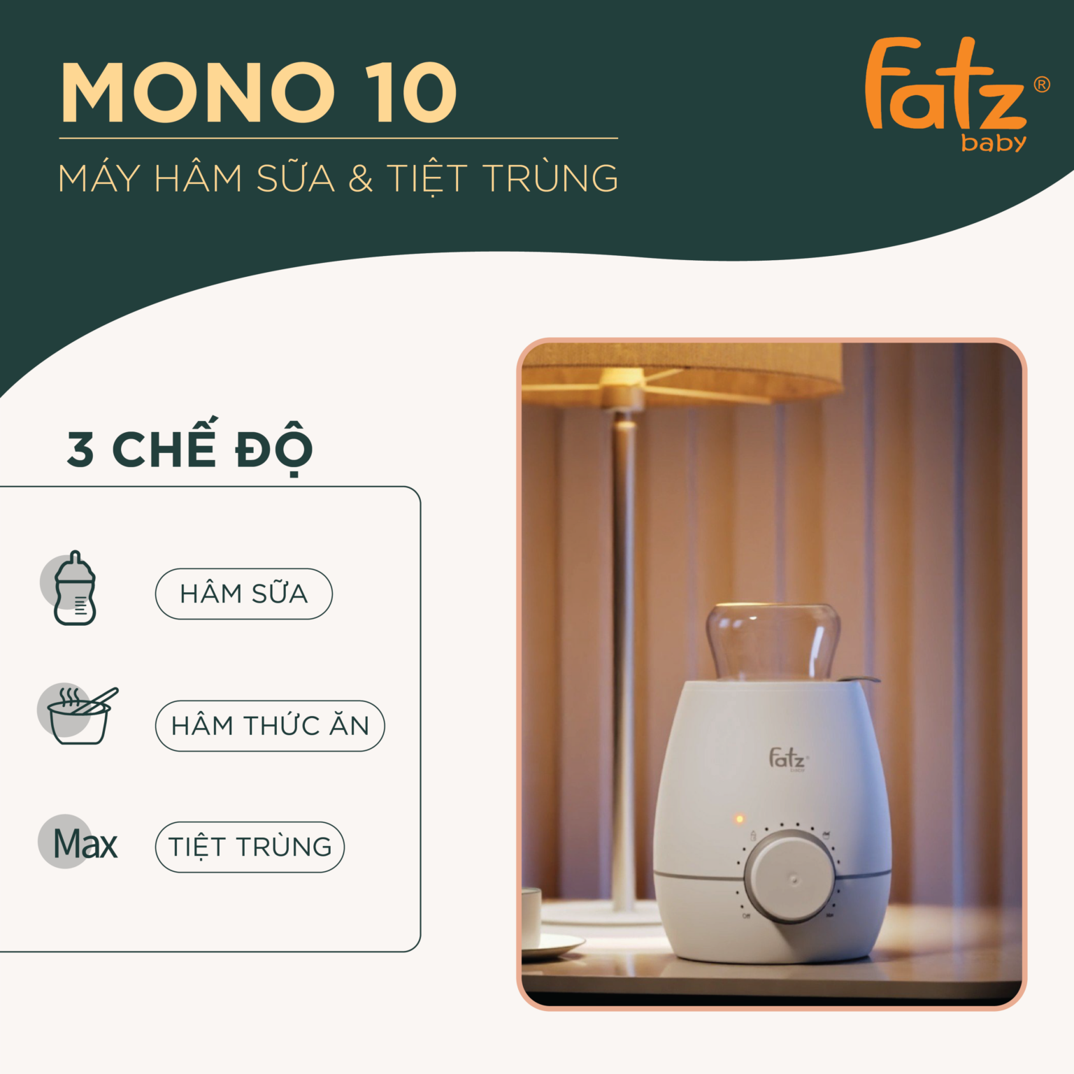 Máy Hâm Sữa Và Tiệt Trùng FatzBaby - Mono 10 - FB3053SJ