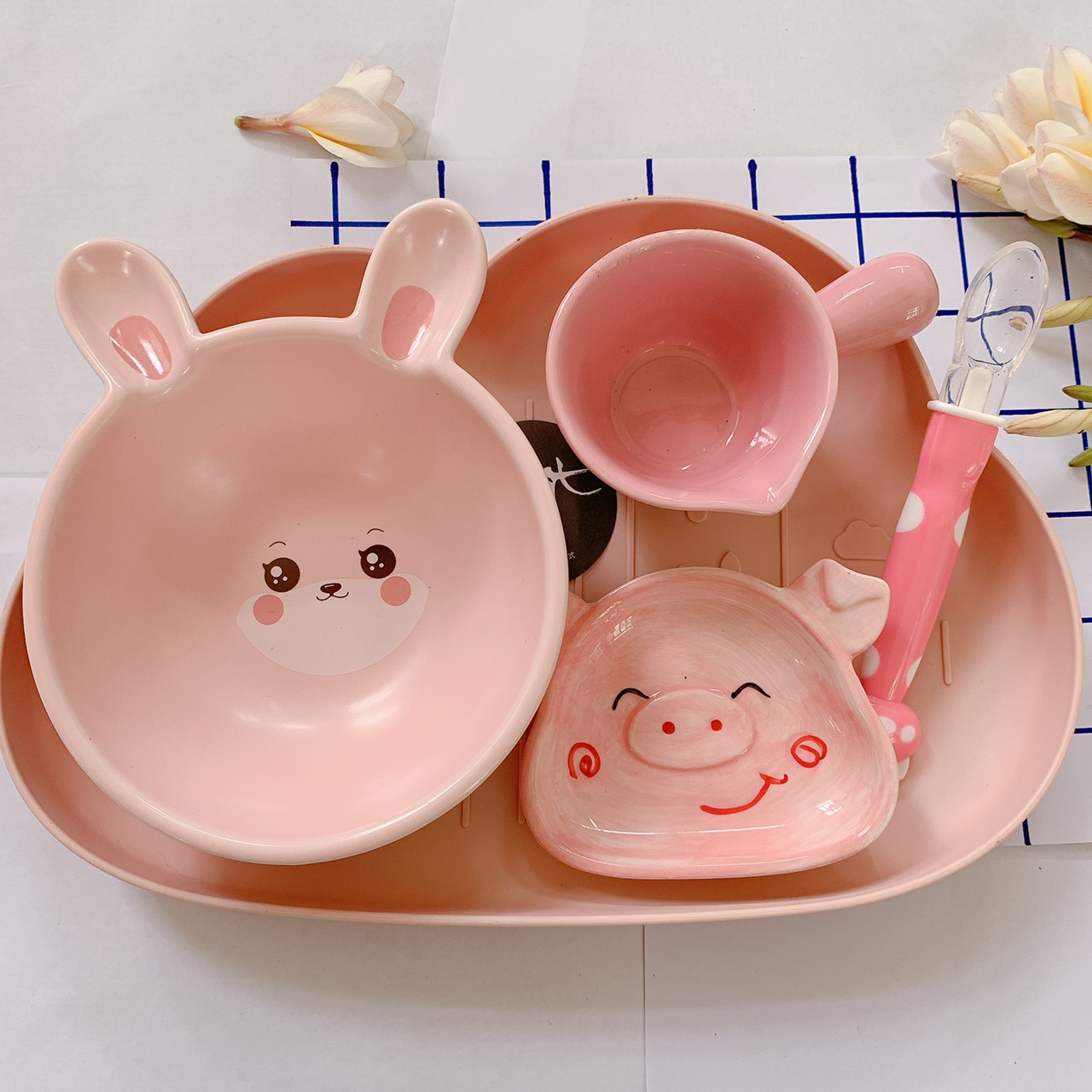 Bộ Chén Dĩa Ăn Dặm Bằng Sứ