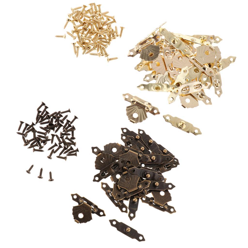 12x12pcs Wooden Box Buckle Triangle Flower Metal Hasp Latch Buckle Yellow