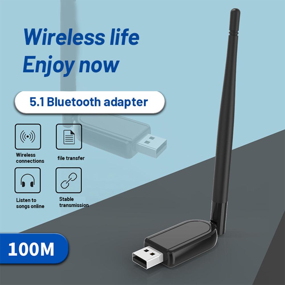 100m Usb Bluetooth-compatible 5.1 Adapter With External Antenna Wireless Usb Stable Transmission Audio Receiver Transmitter