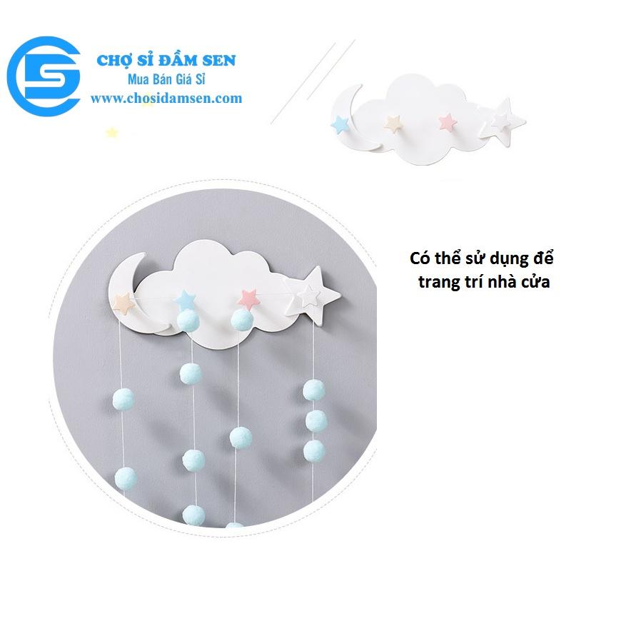 Móc treo dán tường hình đám mây siêu cute, móc treo tủ quần áo, nhà bếp, có 4 móc chịu lực