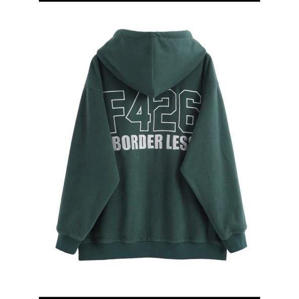 Áo Hoodie Zip Unisex Nỉ Ngoại In Chữ F426 Xanh Lá