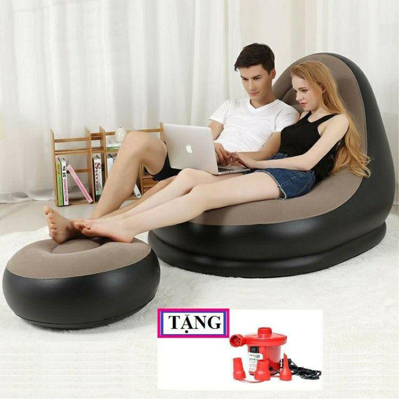 Ghế hơi tựa lưng bọc nhung cao cấp-bơm điện