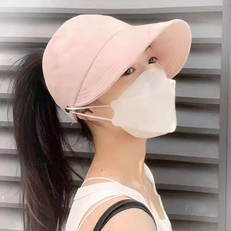 Mũ Chống Nắng Nửa Đầu Hàn Quốc Thời Trang Mũ Lưỡi Trai Chống Tia Uv, Nón Vành Rộng Có Móc Đeo Khẩu Trang