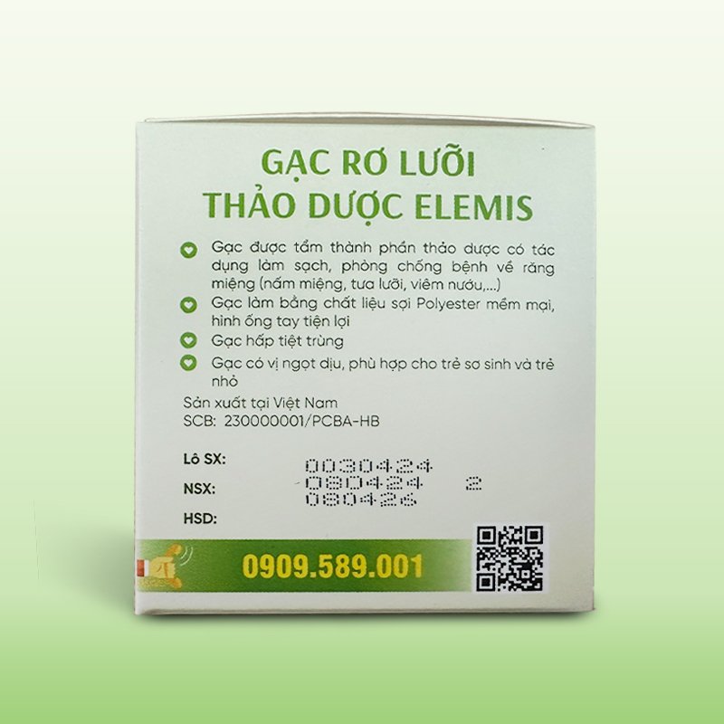 Gạc rơ lưỡi thảo dược Elemis - Dk pharma - Hộp 10 gói