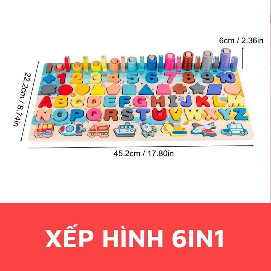 Đồ chơi Câu cá gỗ 7 trong 1 cho bé trai bé gái thông minh phát triển trí tuệ SmartKids