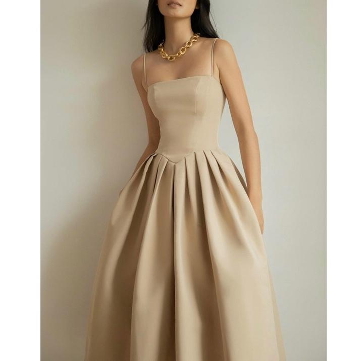 QUẢNG CHÂU Đầm đi tiệc hai dây, thiết kế dáng xòe sang chảnh Venus Dress CAO CẤP - Da,S