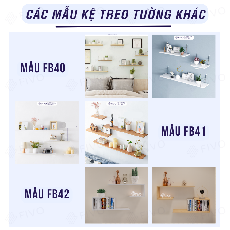 Kệ Gỗ Treo Tường Chữ J FIVO FB42 Thiết Kế Âm Tường, Đa Dạng Cách Trang Trí, Chịu Lực Tốt Giá Rẻ