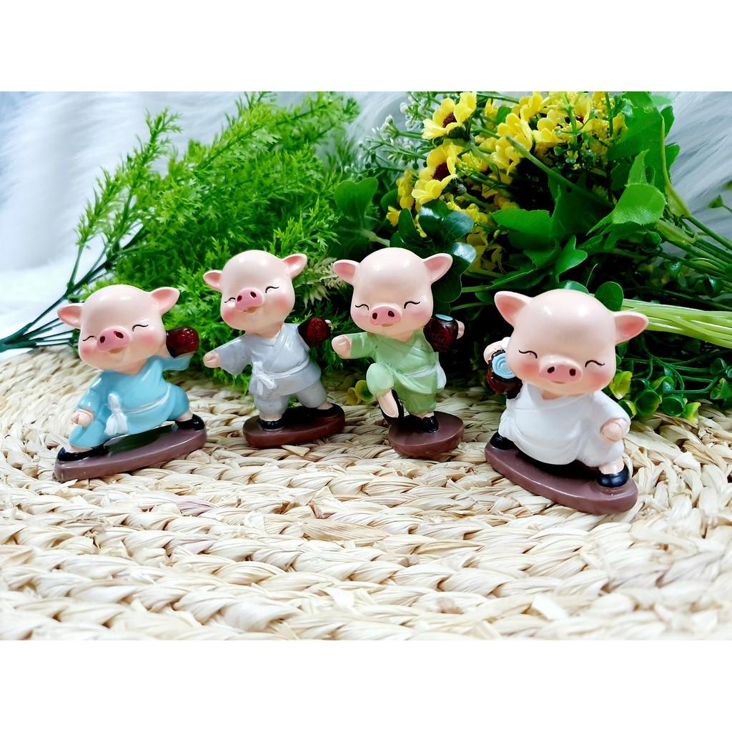 Bộ 4 tượng Heo múa túy quyền tuyệt đẹp