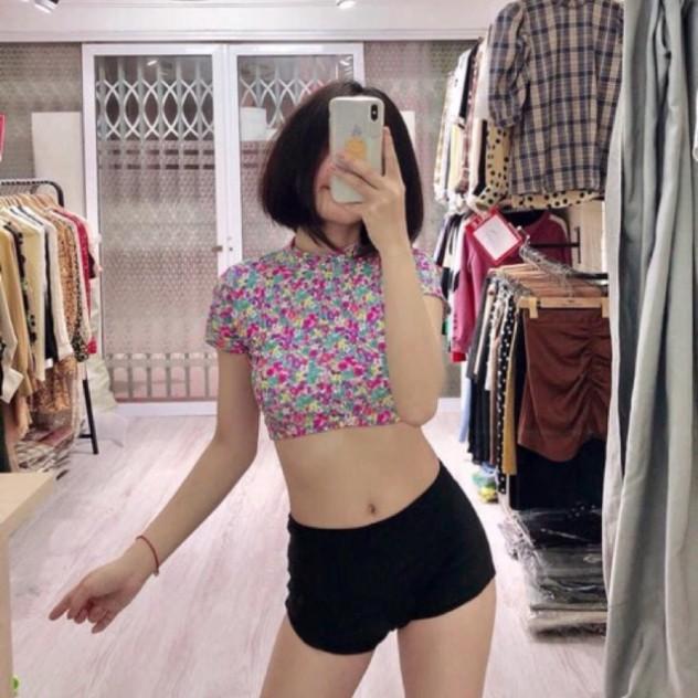 freeship Đồ bơi bikini hai mảnh cộc tay hoa nhí tím đẹp giá rẻ ( Đảm bảo 100% như hình)