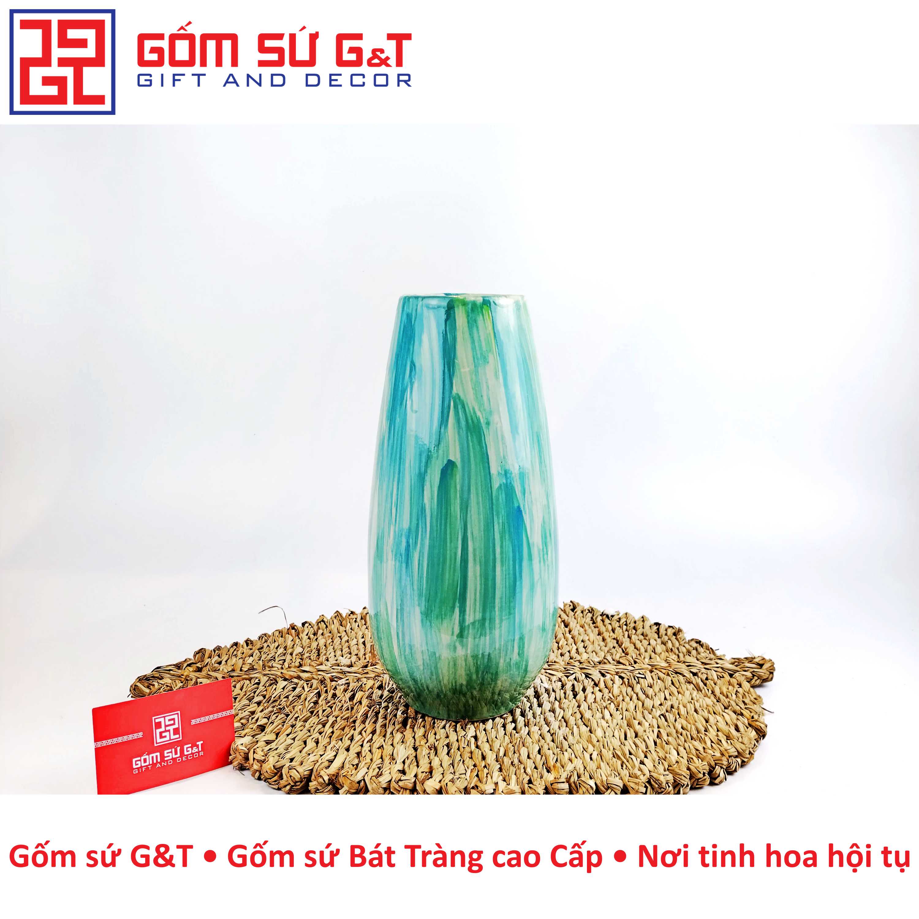 Lọ hoa dáng bom miệng rộng vẽ cô gái Nga Gốm Sứ G&T