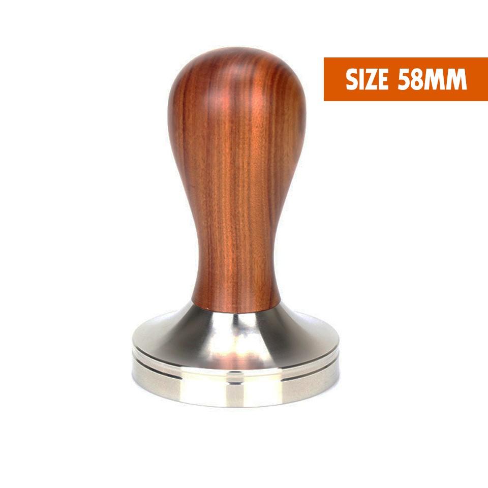 Tamper 58mm | Tay nén cà phê máy Espresso cỡ 58mm đáy phẳng cám gỗ