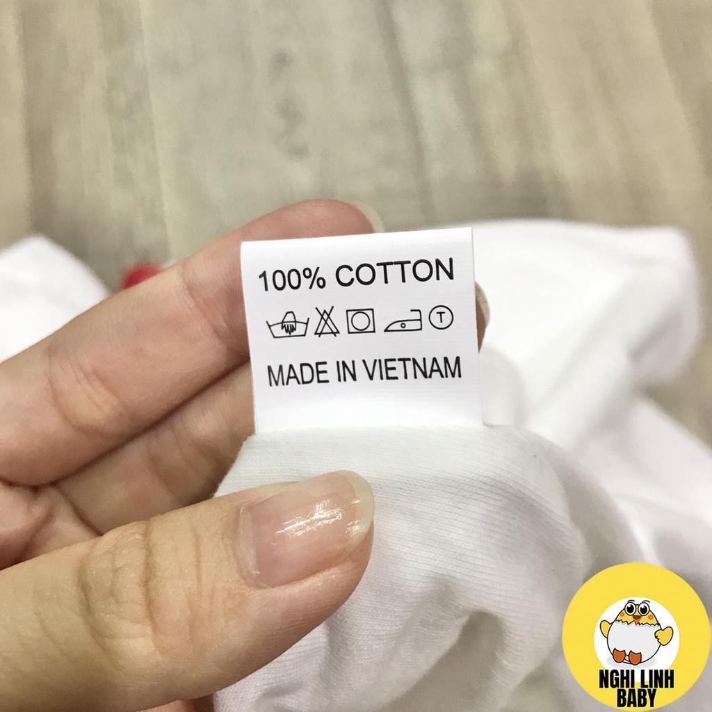 Đồ bộ thun cotton cho bé gái và bé trai màu trắng viền màu ngắn tay quần đùi 100% cotton - Nghi Linh Baby